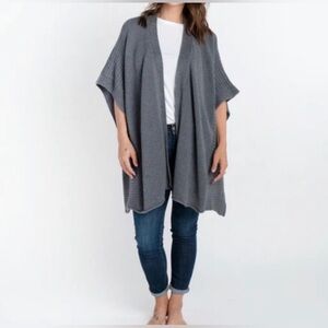 Zestt Women's Organic Cotton Gray Knit Sweater Button Side Cardigan One Size